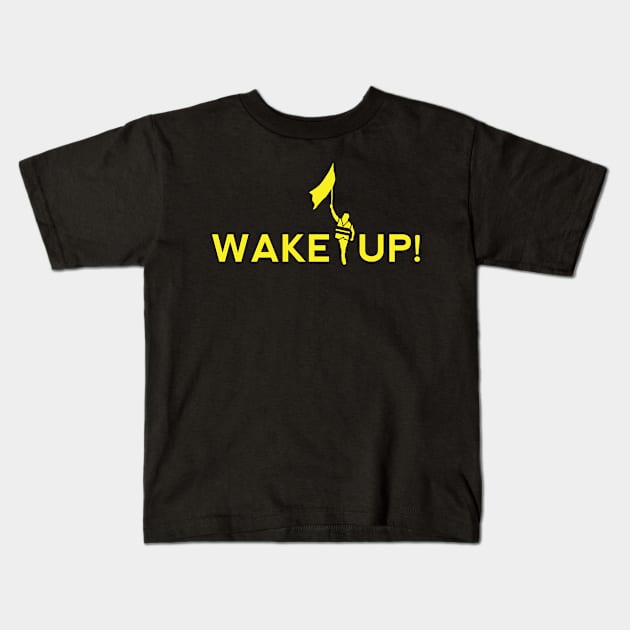 Wake Up! Yellow Vest Protester Kids T-Shirt by jazzworldquest